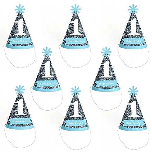 1st Birthday Boy - Fun to be One - Cone Birthday Party Hats - 8 Count