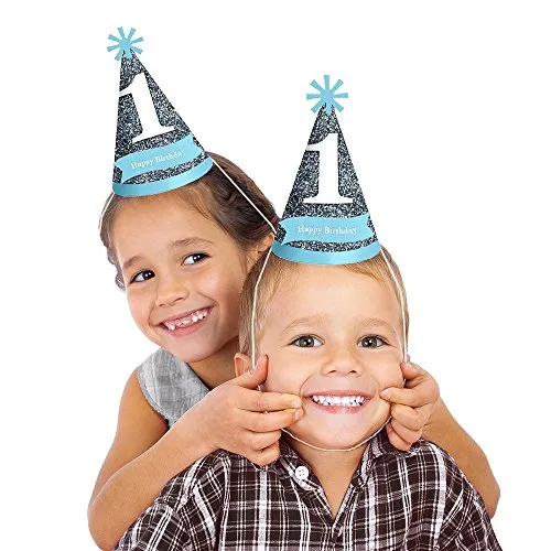 1st Birthday Boy - Fun to be One - Cone Birthday Party Hats - 8 Count