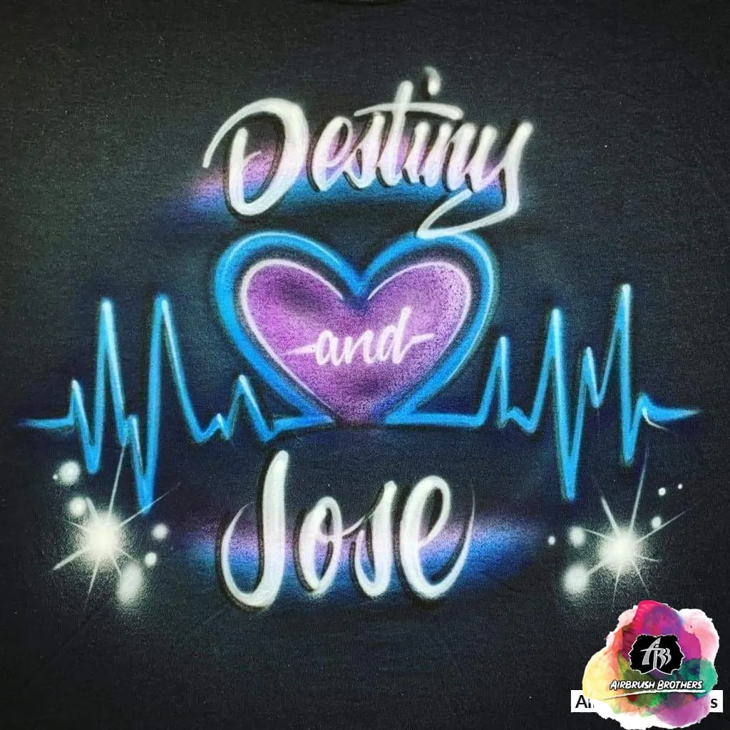 Airbrush Heartbeat Couple Shirt Design