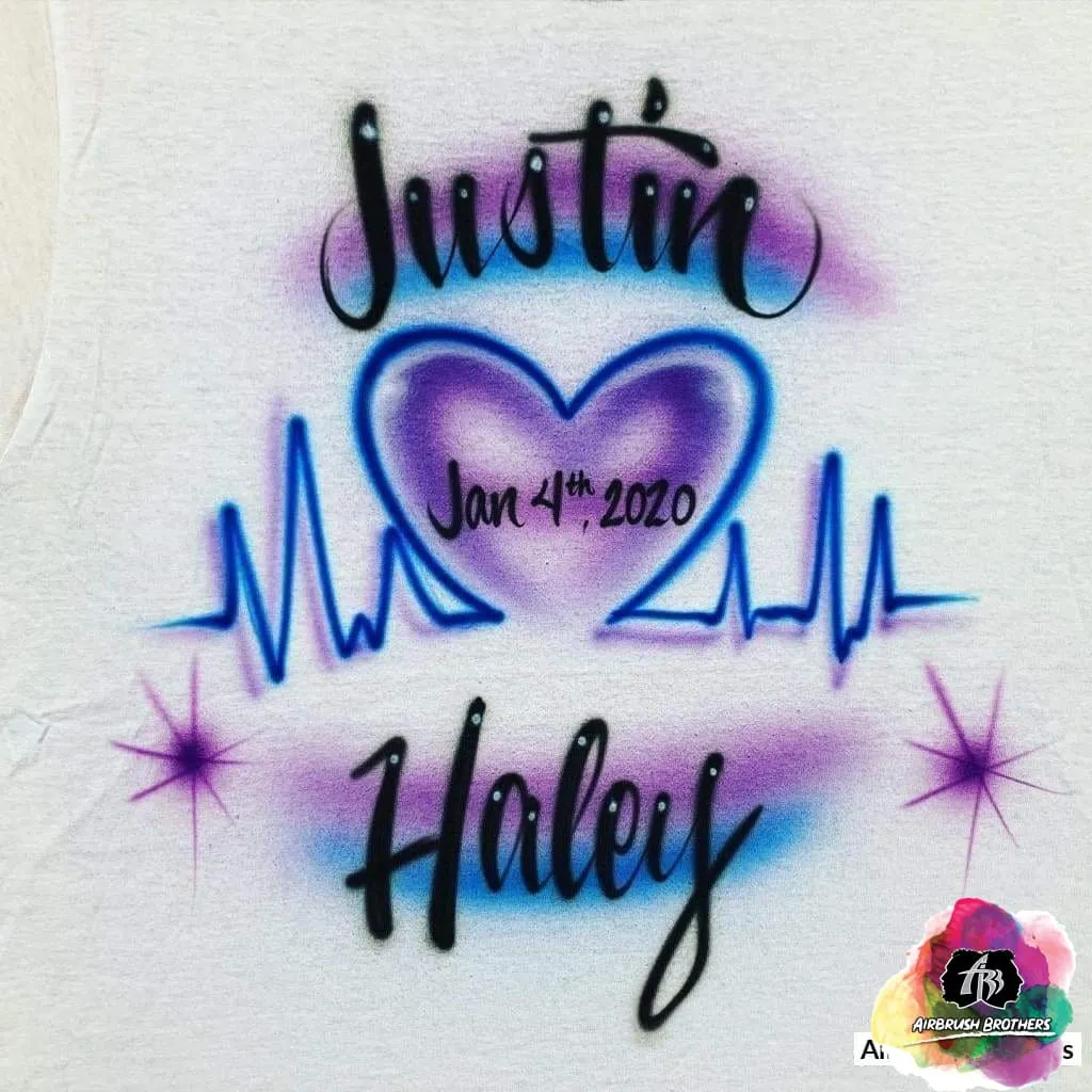 Airbrush Heartbeat Couple Shirt Design