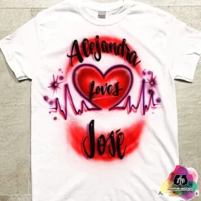 Airbrush Heartbeat Couple Shirt Design