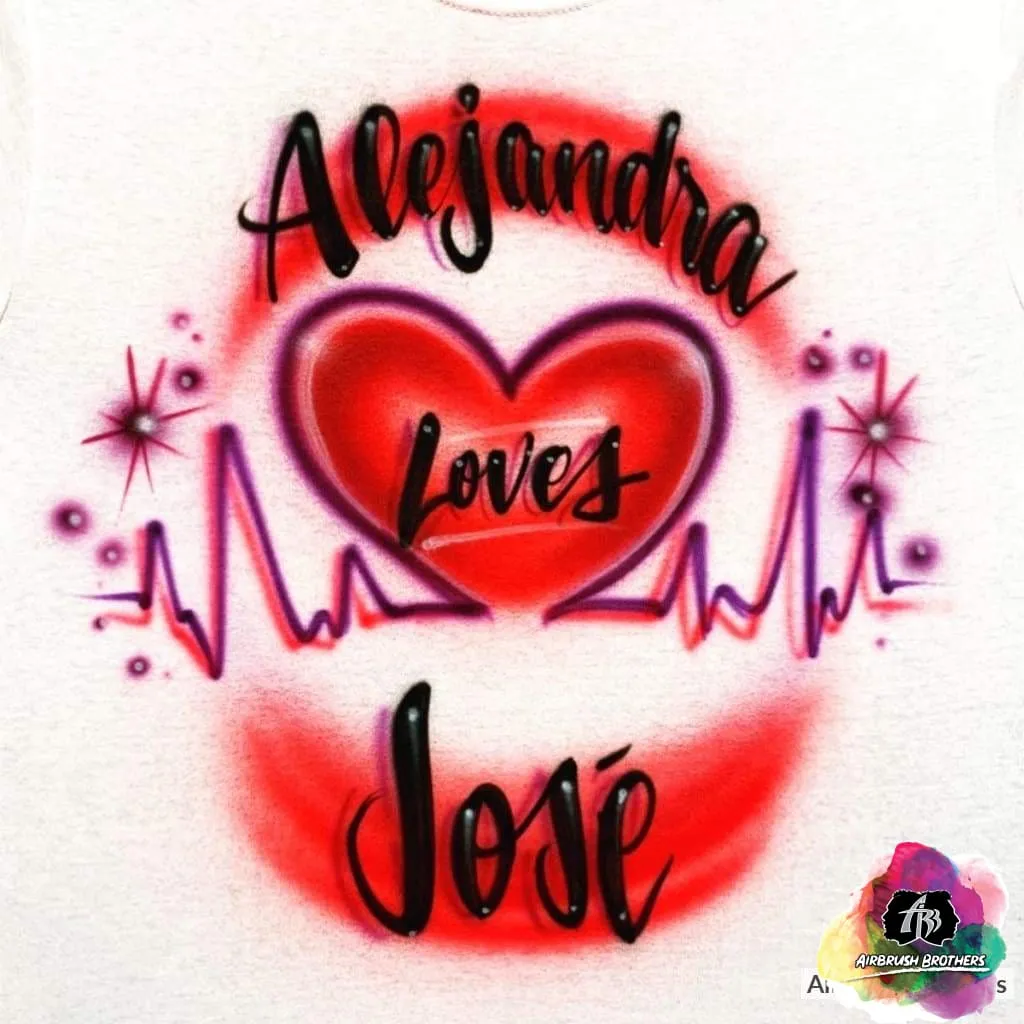 Airbrush Heartbeat Couple Shirt Design