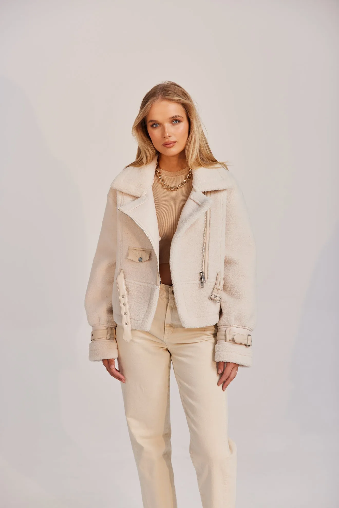 Alexandra Biker Jacket - Cream