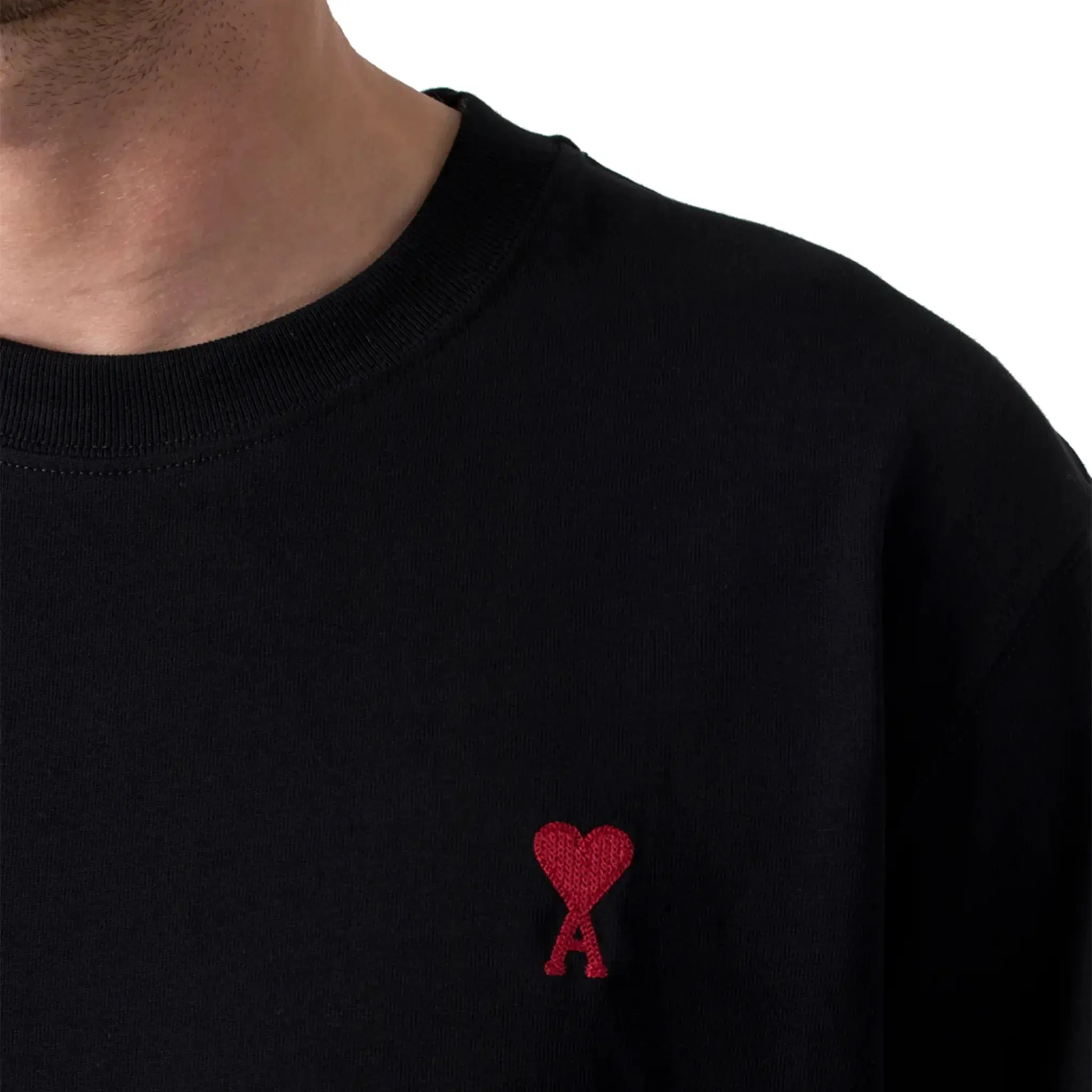 Ami Paris Ami De Coeur Black Red T Shirt