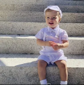 Baby Boys Baptism Outfit w/ Shorts, White (850)