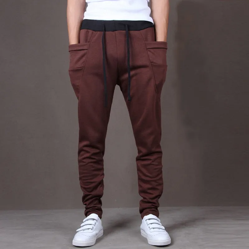 Casual Men Pants Unique Big Pocket Hip Hop Harem Pants Trousers