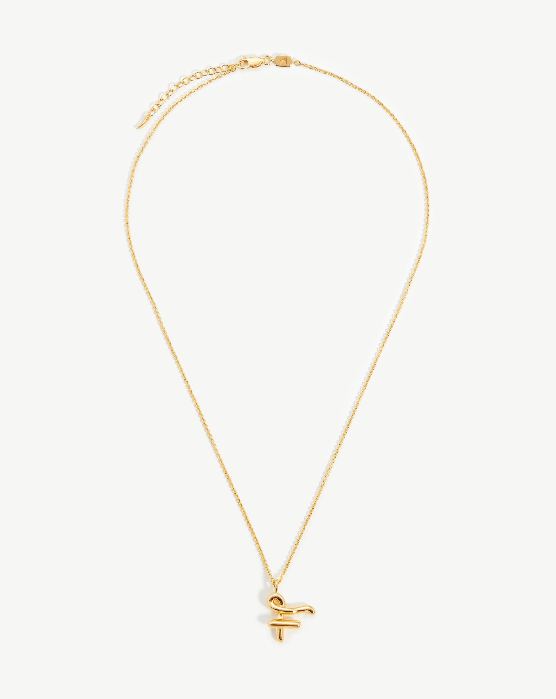 Curly Molten Initial Pendant Necklace - Initial F | 18ct Gold Plated Vermeil