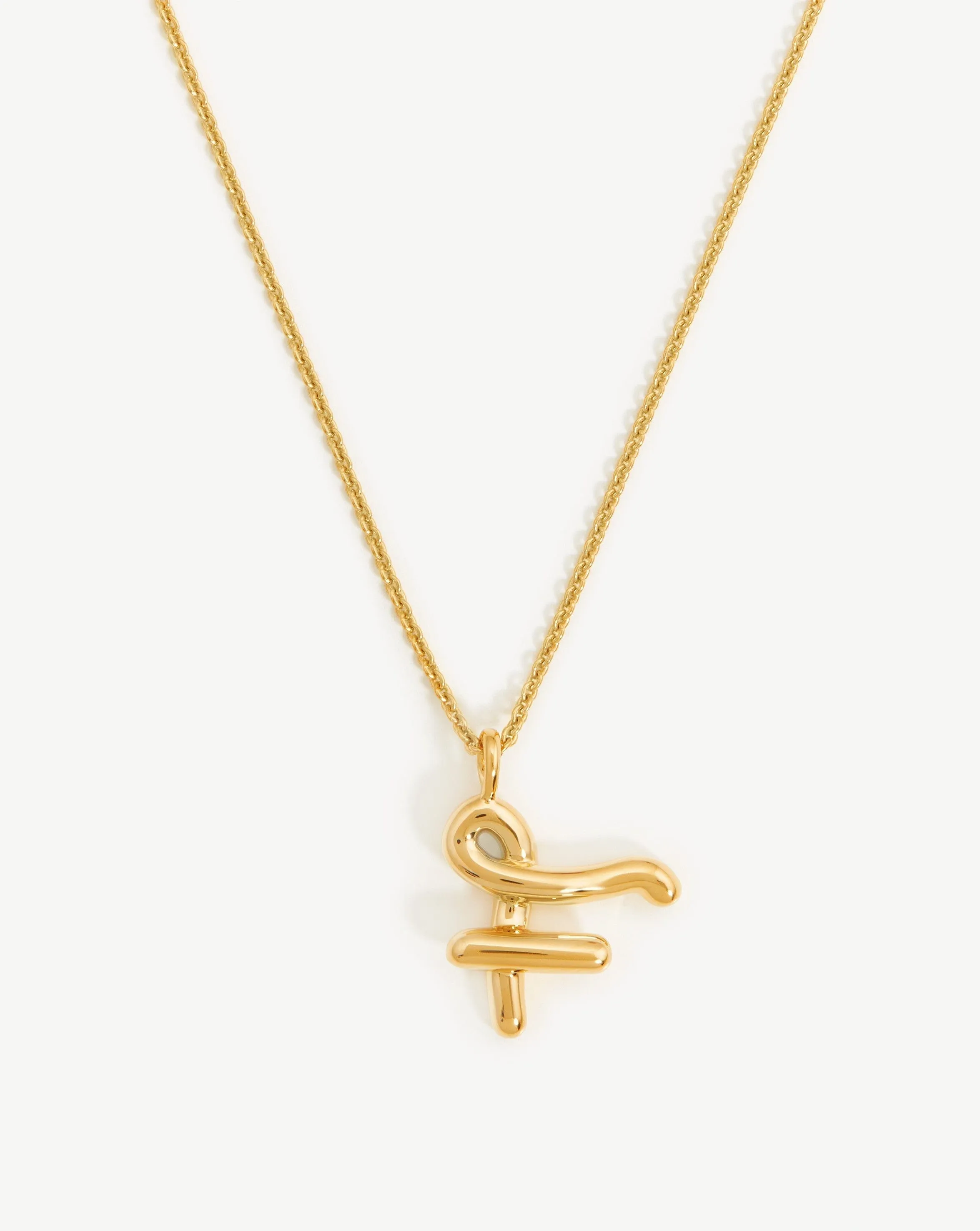 Curly Molten Initial Pendant Necklace - Initial F | 18ct Gold Plated Vermeil