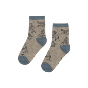 Deux Par Deux Socks - Light Grey Mix Dinosaurs