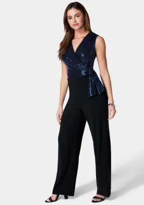 Disco Dot Wrap Tie Jumpsuit