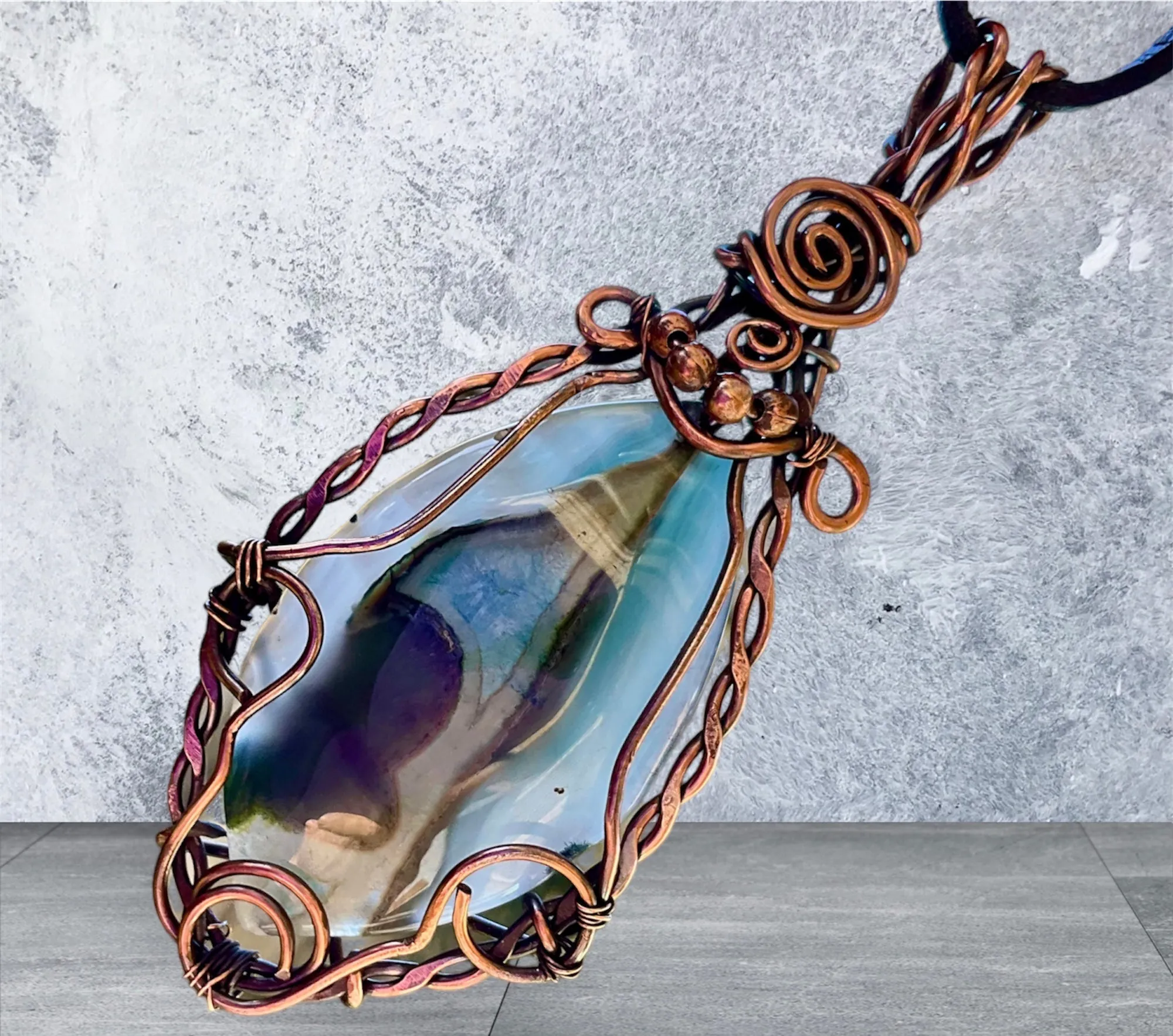 Druzy Geode Agate Large Wire Wrapped Pendant