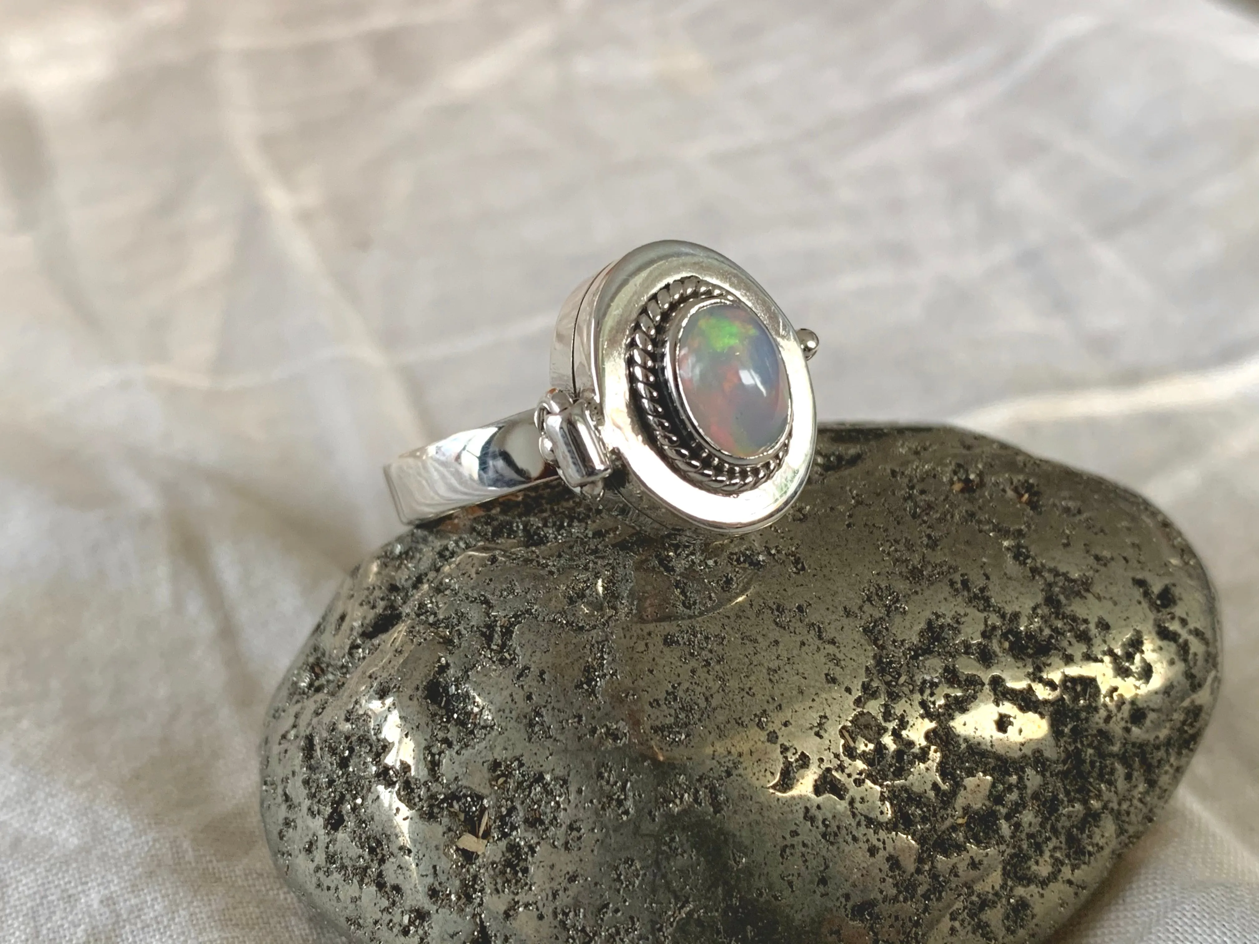 Ethiopian Opal Poison Box Ring