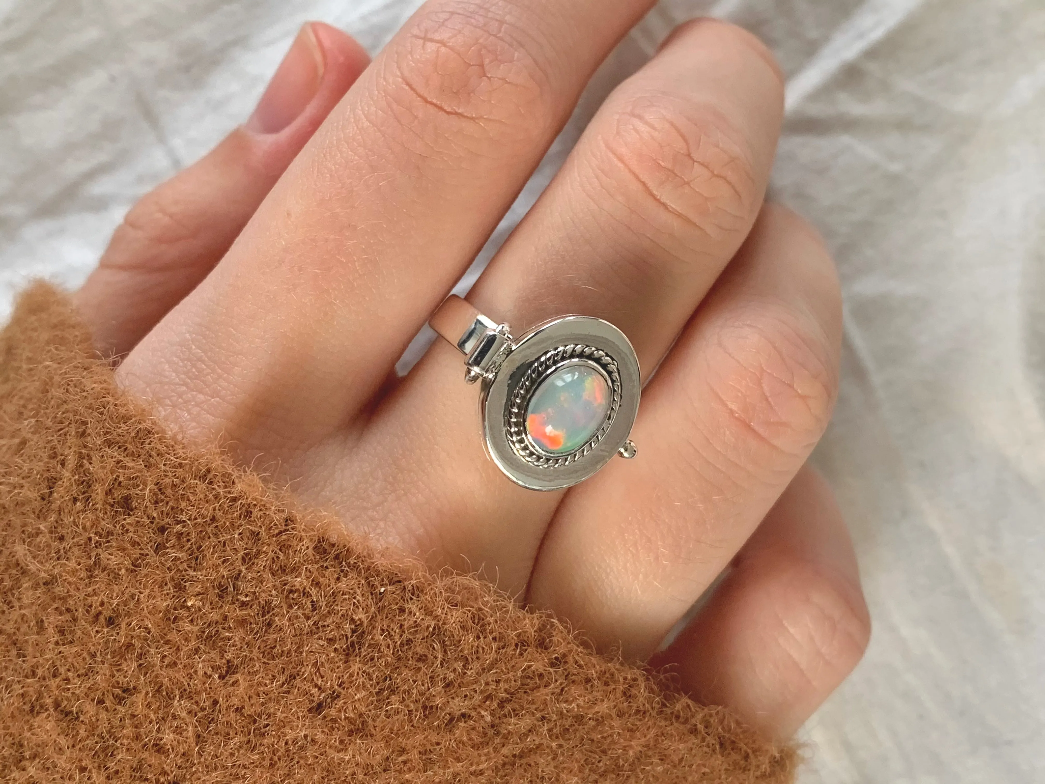 Ethiopian Opal Poison Box Ring