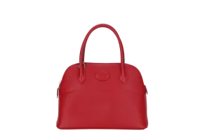 HERMES BOLIDE 27 ROUGE CASAQUE EPSOM LEATHER (STAMP T) WITH STRAP, CARE CARD & DUST COVER