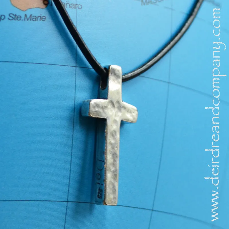 I Believe Silver Cross on Leather