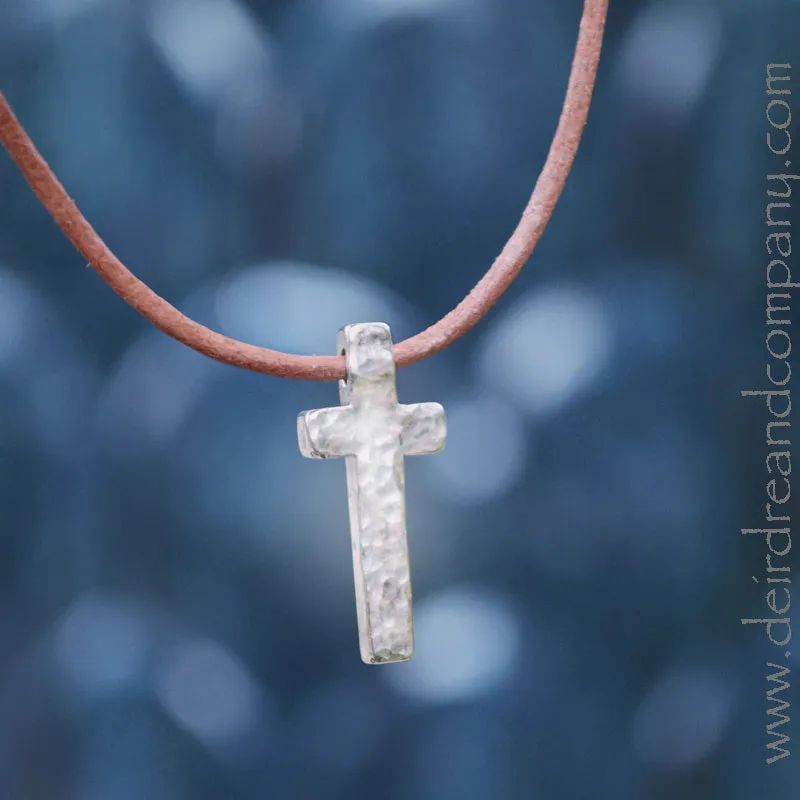 I Believe Silver Cross on Leather