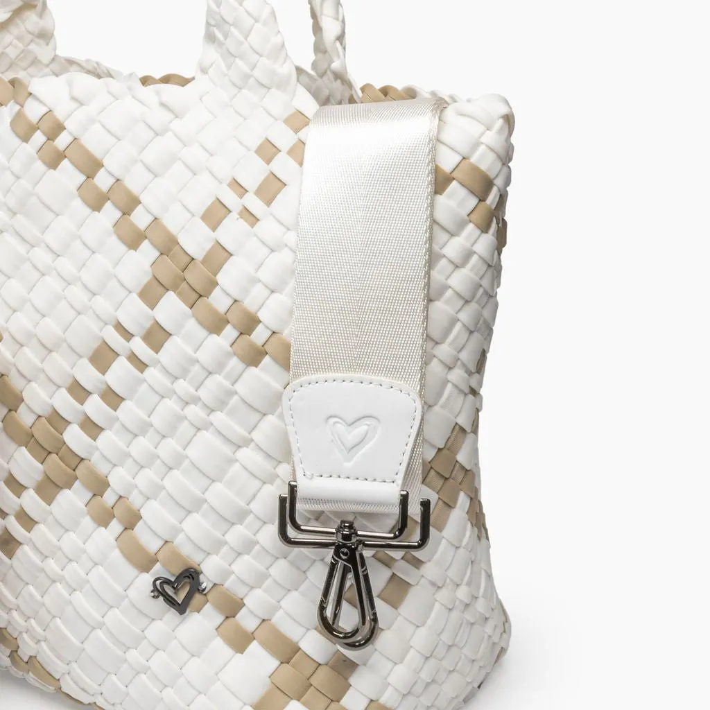 London Large Woven Tote - White & Tan