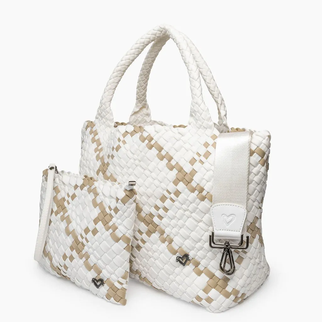 London Large Woven Tote - White & Tan