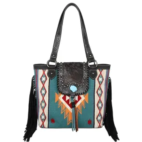 MW1215G-8317 Montana West Hair-On Cowhide Collection Aztec Tapestry Concealed Carry Tote