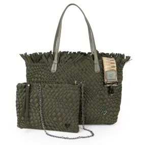 NEW Vulcan Woven Large Tote (Fringed Top) - Olive