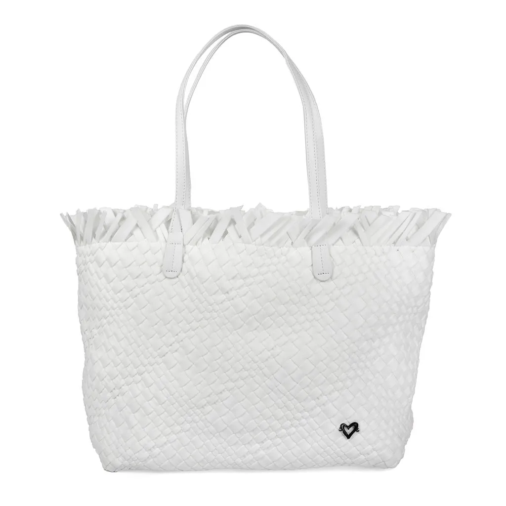 NEW Vulcan Woven Large Tote (Fringed Top) - White