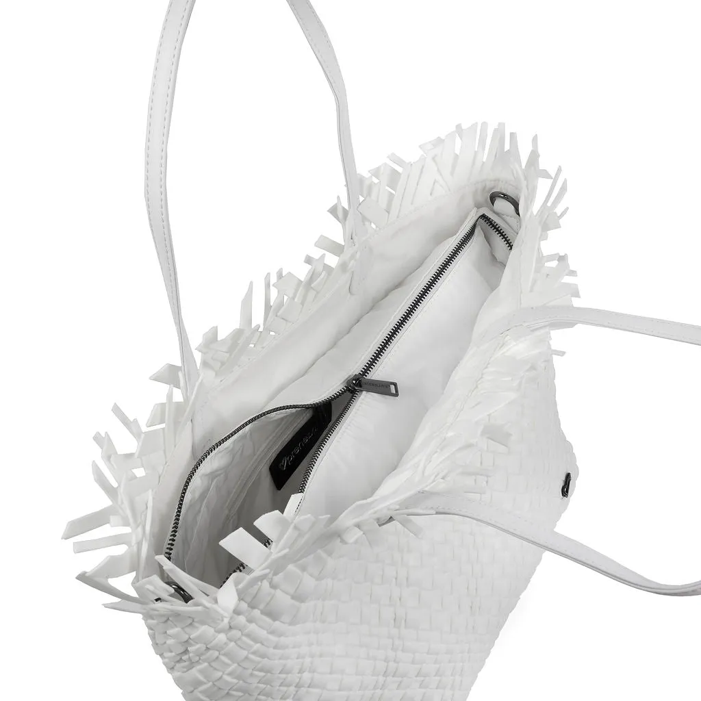 NEW Vulcan Woven Large Tote (Fringed Top) - White