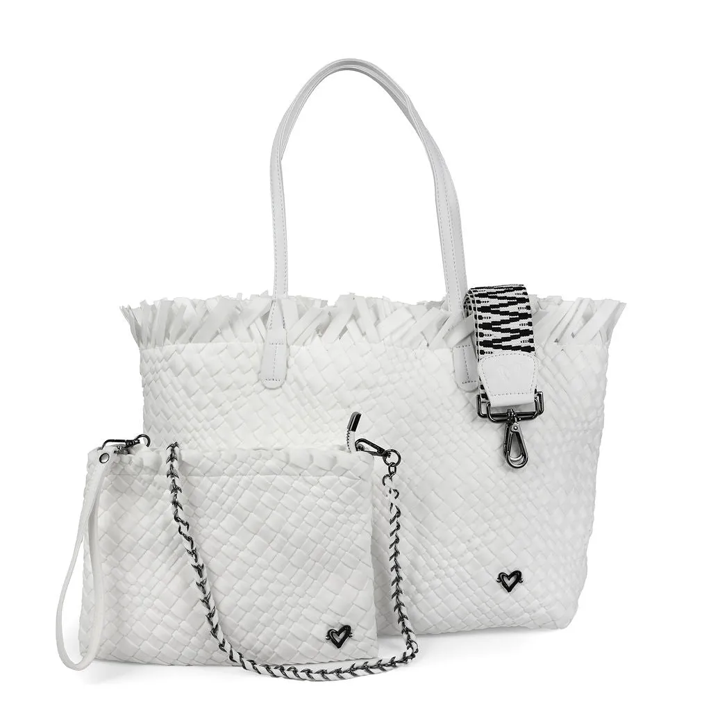 NEW Vulcan Woven Large Tote (Fringed Top) - White