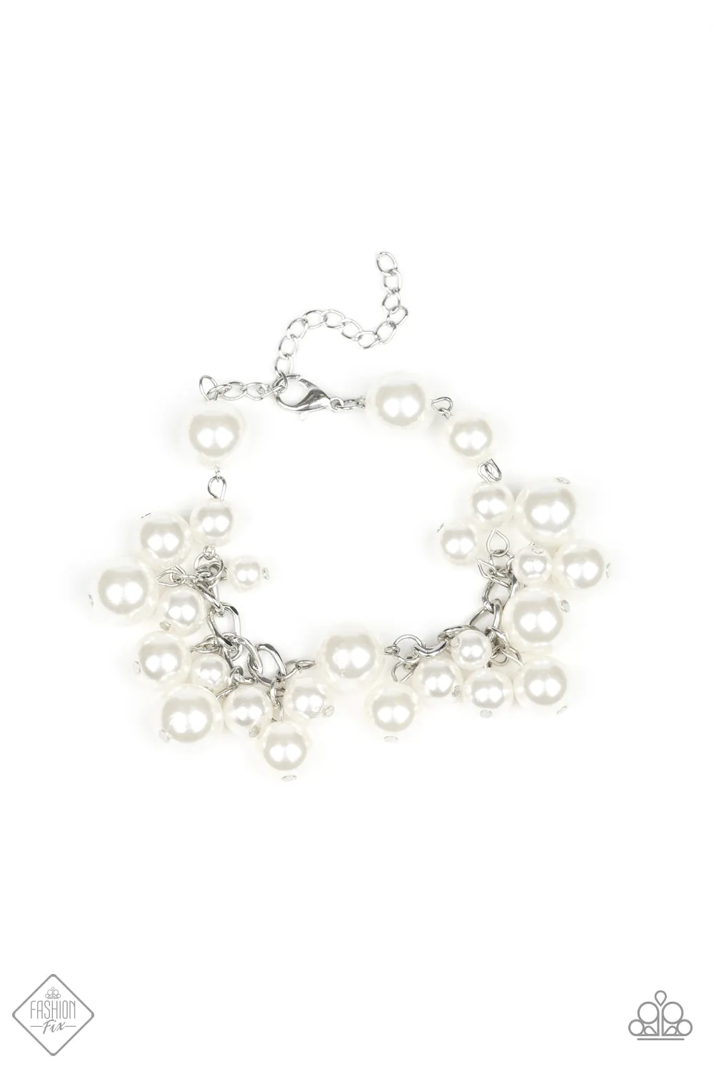 Paparazzi Accessories  - Fiercely 5th Avenue #FFA-1119  - Fashion Fix White Bracelet November 2019