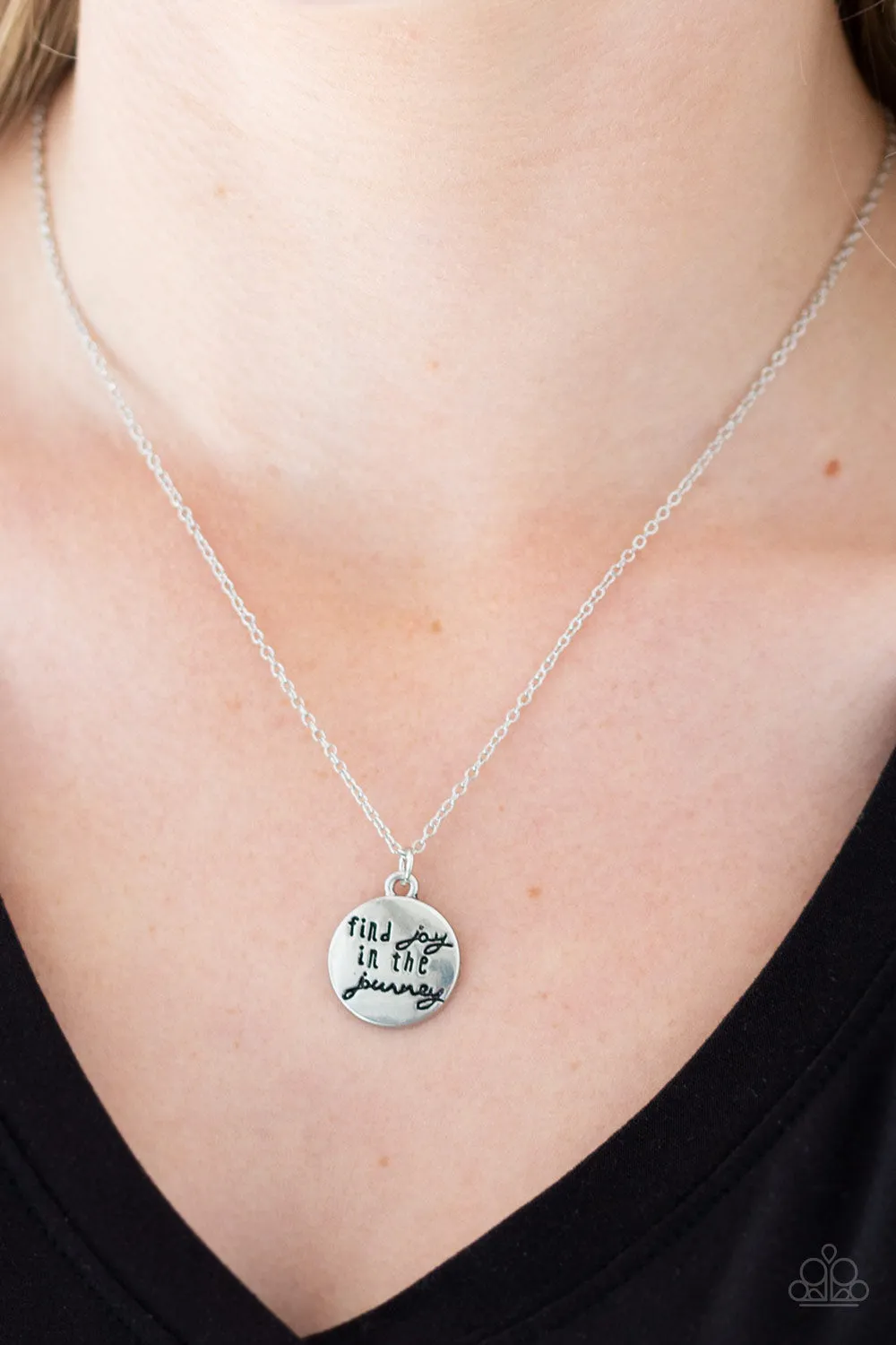 Paparazzi Find Joy - Silver Inspirational Necklace