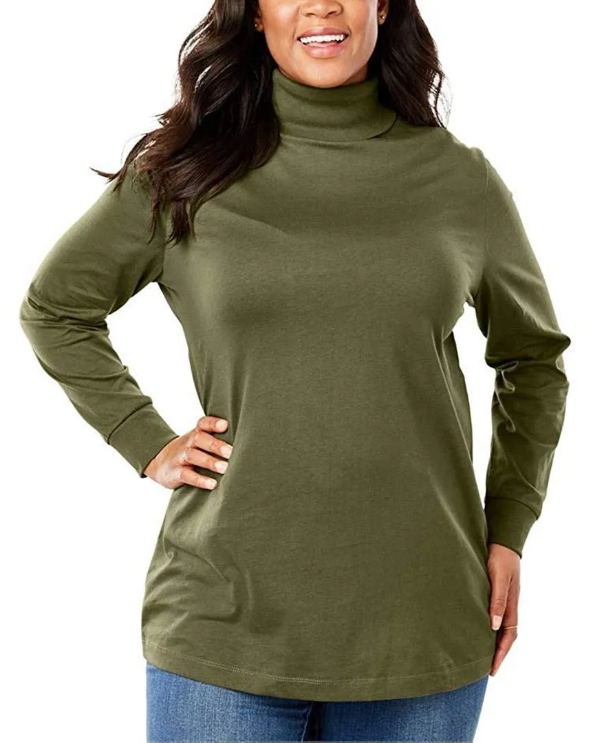 Romano nx Women's 100% Cotton Turtle Neck T-Shirt in 15 Colors