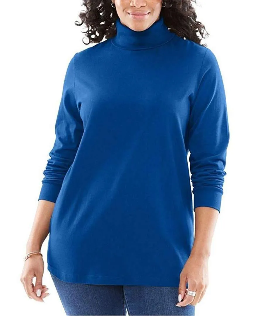 Romano nx Women's 100% Cotton Turtle Neck T-Shirt in 15 Colors