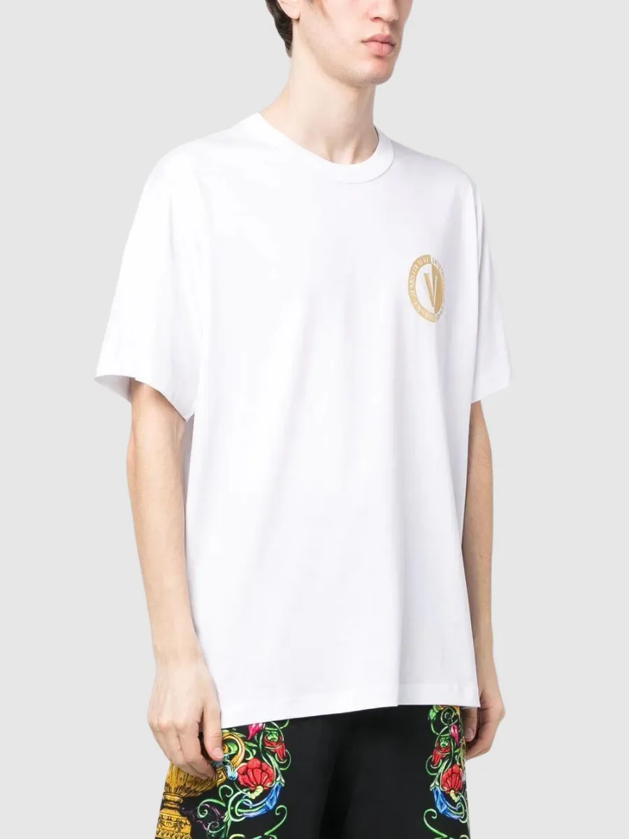 T-shirt de algodão com estampado de logo versace jeans