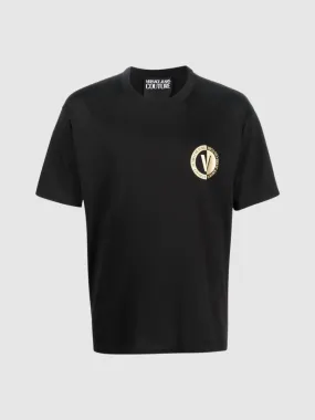 T-shirt de algodão com estampado de logo versace jeans